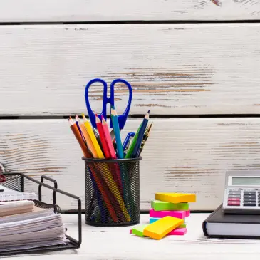 Storing small office supplies, pic of pens in organizer