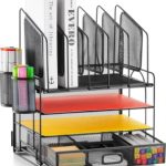 Marbrasse desk organizer with drawer