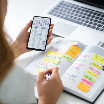 Time blocking with diary, calendar and app to be productive