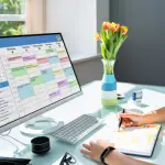Time blocking planning to be productive using computer and diary