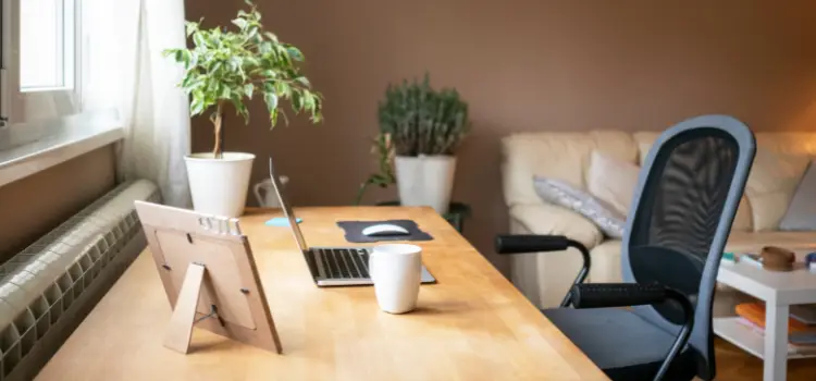 Declutter your home office, tidy desk in lounge
