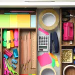 Sort office desk drawers into stationery categories 