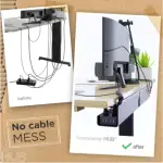 Scandinavian Hub black under desk cable management tray for standing desk