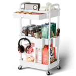 3-Tier Metal Rolling Cart for home office