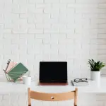 White desk minimalist home office