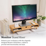 Homerays Bamboo Monitor Stand for desk with drawer