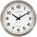 La Crosse Atomic Stainless Steel and white clock